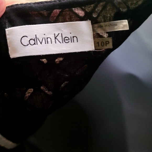 Calvin Klein black * Tan beautiful eyelet dress sz10p - Picture 5 of 9